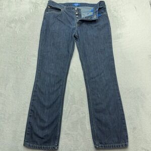 Adidas Jeans Mens 36 Blue Originals Straight Leg Button Fly Contrast Stitching